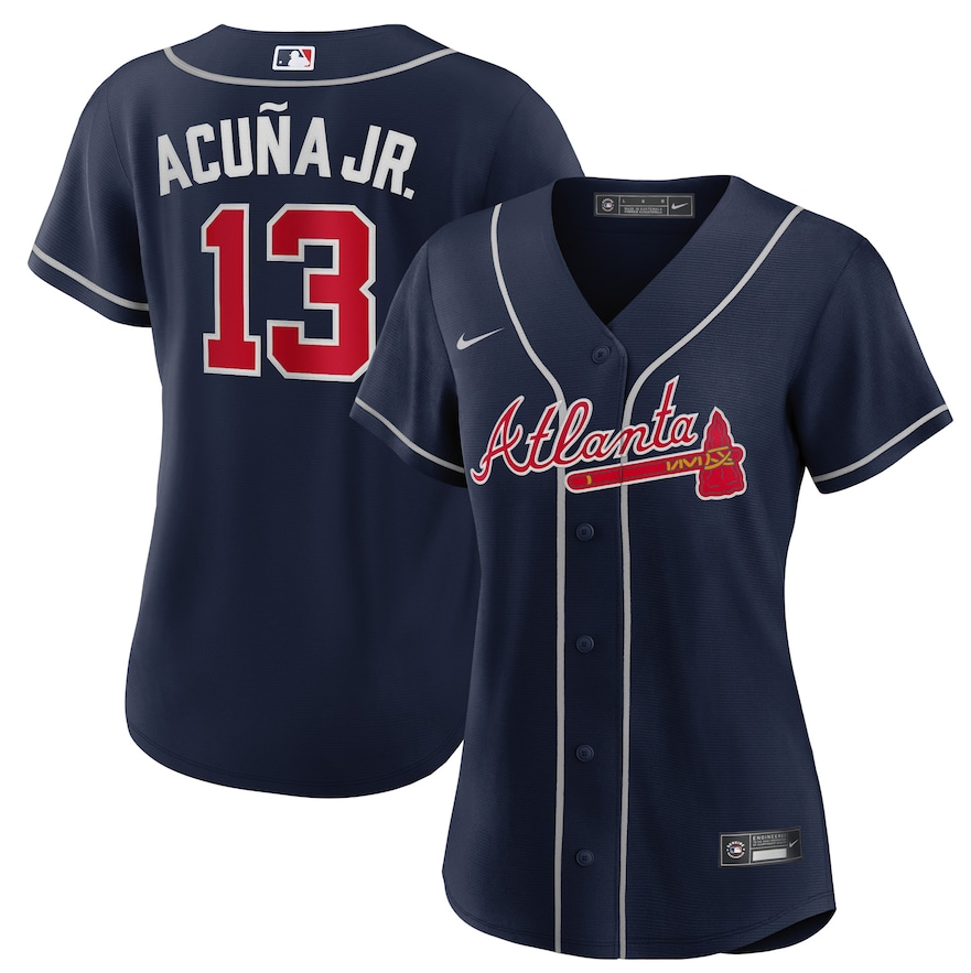 Women's Atlanta Braves Ronald Acuna Jr. Nike Navy Alternate Replica Player Jersey