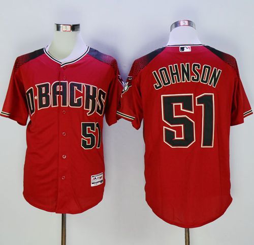 Diamondbacks #51 Randy Johnson Red Brick Cool Base Stitched Baseball Jersey