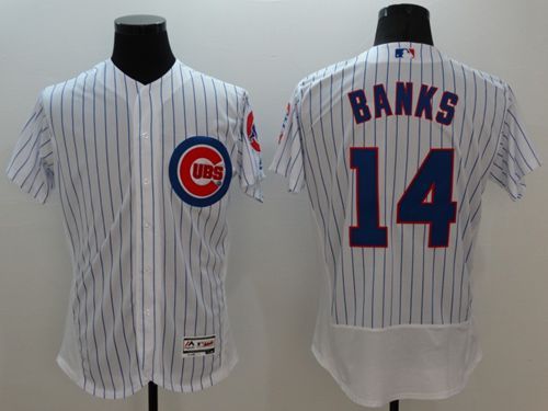 Cubs #14 Ernie Banks White Flexbase Authentic Collection Stitched Baseball Jersey