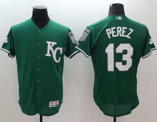 Royals #13 Salvador Perez Green Celtic Flexbase Authentic Collection Stitched Baseball Jersey