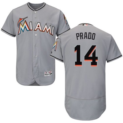 Miami Marlins #14 Martin Prado Grey Flexbase Authentic Collection Stitched MLB Jersey