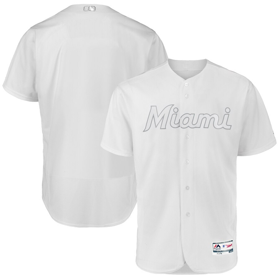 Men's Miami Marlins Majestic White 2019 Players' Weekend Authentic Team Jersey