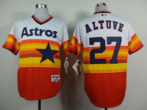 Astros #27 Jose Altuve WhiteOrange 1980 Turn Back The Clock Stitched Baseball Jersey