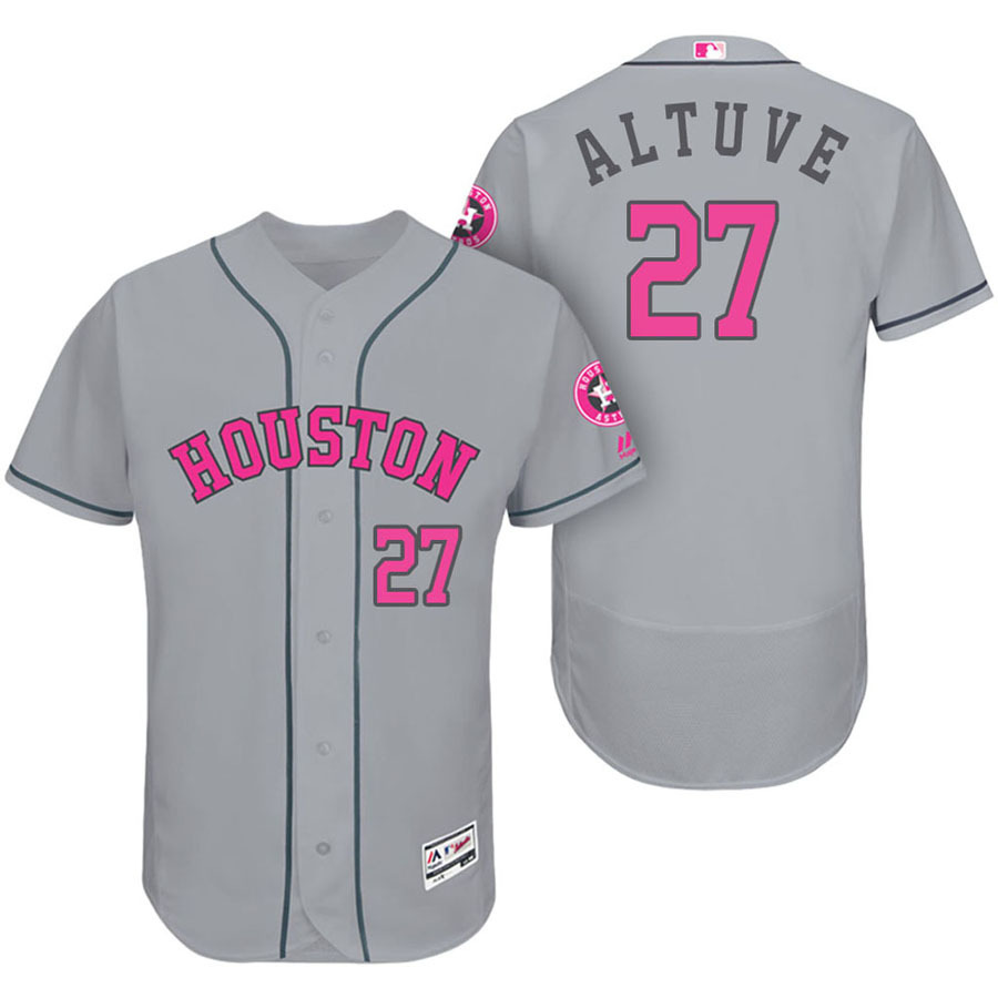 Men's Houston Astros #27 Jose Altuve 2017 Mother's Day Gray Jersey