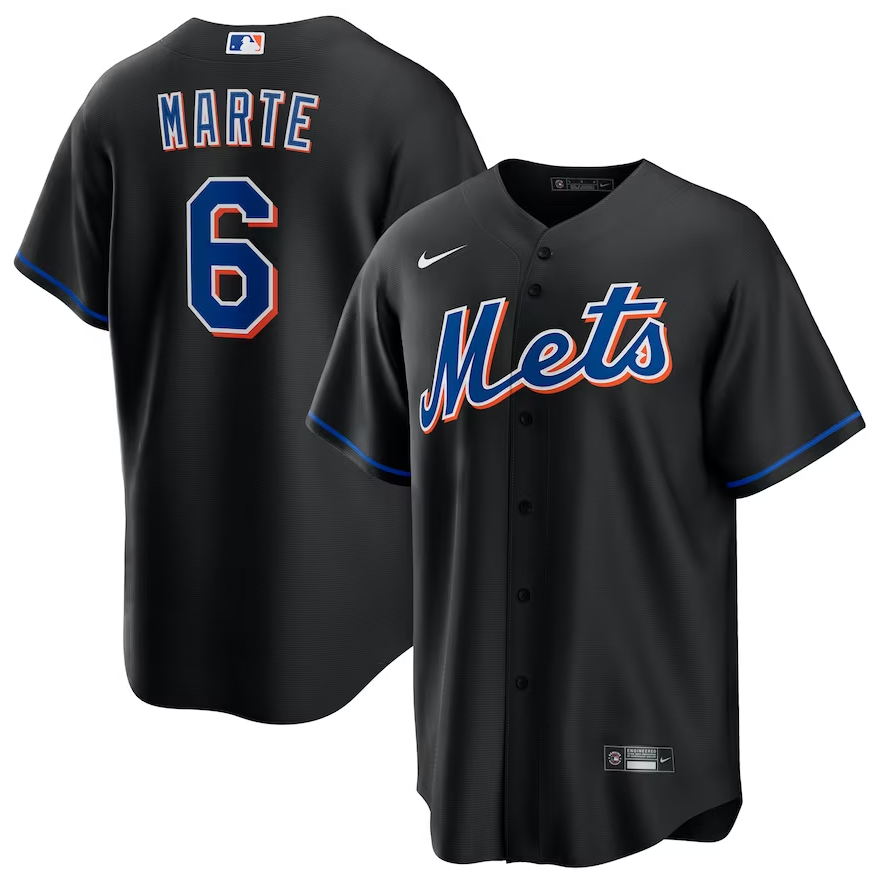 Men's New York Mets Starling Marte Nike Black Alternate Replica Player Jersey