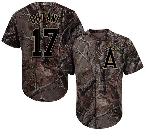 Men's Los Angeles Angels Of Anaheim #17 Shohei Ohtani Camo Realtree Collection Cool Base Stitched MLB Jersey