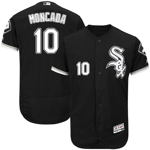Men's Chicago White Sox #10 Yoan Moncada Black Flexbase Authentic Collection Stitched MLB Jersey