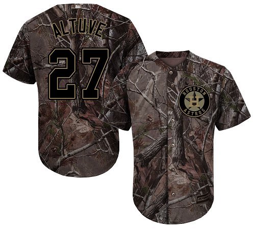 Men's Houston Astros #27 Jose Altuve Camo Realtree Collection Cool Base Stitched MLB Jersey