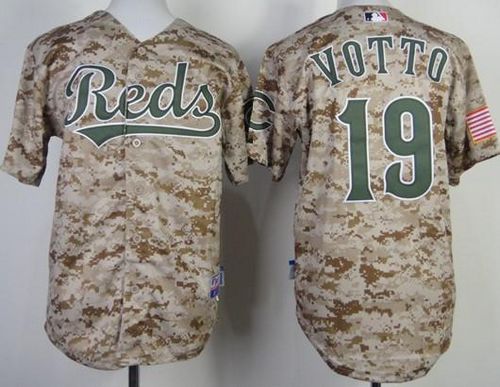 Reds #19 Joey Votto Camo Cool Base Stitched Youth Baseball Jersey