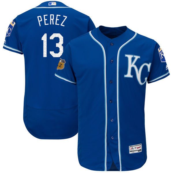Kansas City Royals #13 Salvador Perez Royal 2017 Spring Training Flexbase Authentic Collection Stitched Baseball Jersey
