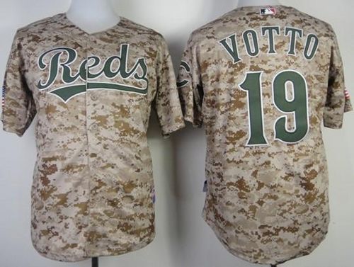 Reds #19 Joey Votto Camo Alternate Cool Base Stitched Baseball Jersey