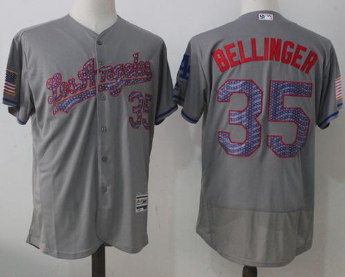 Los Angeles Dodgers #35 Cody Bellinger Grey Fashion Stars & Stripes Flexbase Authentic Stitched MLB Jersey
