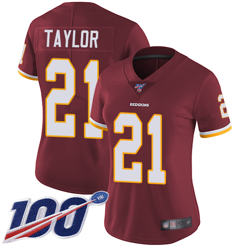 Women's Nike Washington Redskins #21 Sean Taylor Burgundy Red Team Color Stitched NFL 100th Season Vapor Limited Jersey