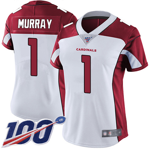Women's Nike Arizona Cardinals #1 Kyler Murray White Stitched NFL 100th Season Vapor Limited Jersey