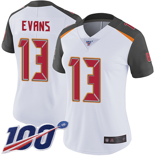 Women's Nike Tampa Bay Buccaneers #13 Mike Evans White Stitched NFL 100th Season Vapor Limited Jersey