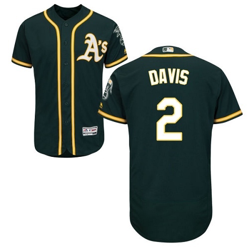 Men's Oakland Athletics #2 Khris Davis Green Flexbase Authentic Collection Stitched MLB Jersey