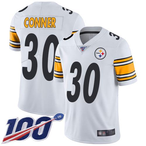 Pittsburgh Steelers #30 James Conner White Men's Stitched Football 100th Season Vapor Limited Jersey
