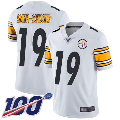 Pittsburgh Steelers #19 JuJu Smith-Schuster White Men's Stitched Football 100th Season Vapor Limited Jersey