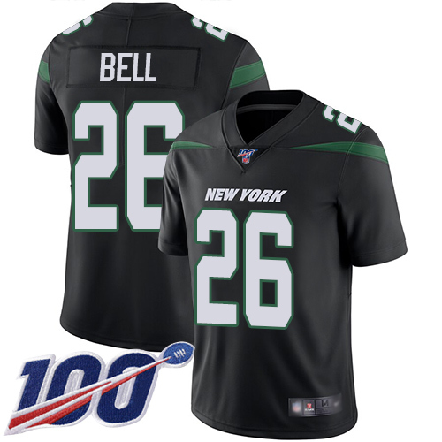 New York Jets #26 Le'Veon Bell Black Alternate Men's Stitched Football 100th Season Vapor Limited Jersey