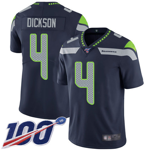 Seattle Seahawks #4 Michael Dickson Steel Blue Team Color Men's Stitched Football 100th Season Vapor Limited Jersey