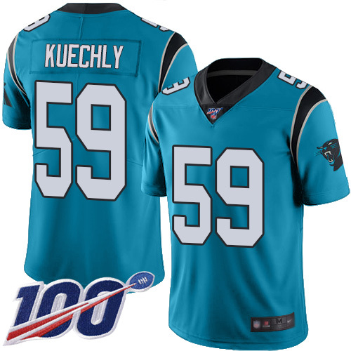 Carolina Panthers #59 Luke Kuechly Blue Alternate Men's Stitched Football 100th Season Vapor Limited Jersey