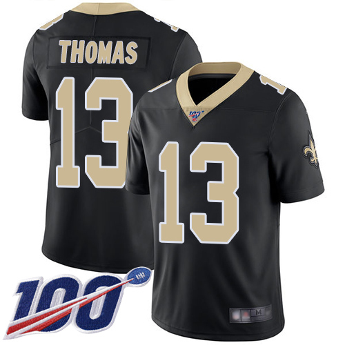 New Orleans Saints #13 Michael Thomas Black Team Color Men's Stitched Football 100th Season Vapor Limited Jersey