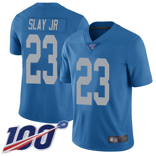 Detroit Lions #23 Darius Slay Jr Blue Throwback Men's Stitched Football 100th Season Vapor Limited Jersey