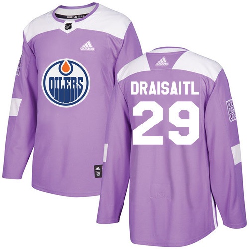 Men's Adidas Edmonton Oilers #29 Leon Draisaitl Purple Authentic Fights Cancer Stitched NHL Jersey