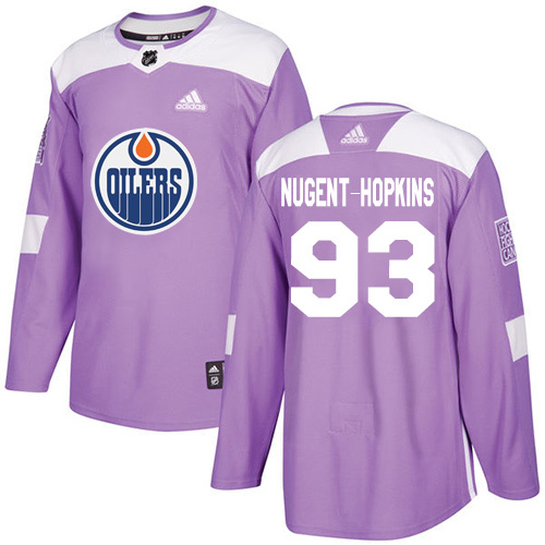 Men's Adidas Edmonton Oilers #93 Ryan Nugent-Hopkins Purple Authentic Fights Cancer Stitched NHL Jersey