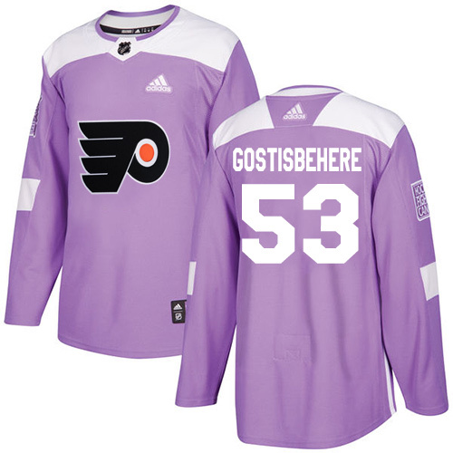 Youth Adidas Philadelphia Flyers #53 Shayne Gostisbehere Purple Authentic Fights Cancer Stitched NHL Jersey