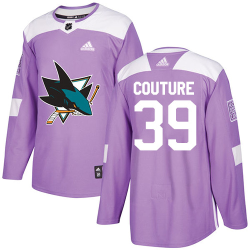 Men's Adidas San Jose Sharks #39 Logan Couture Purple Authentic Fights Cancer Stitched NHL Jersey