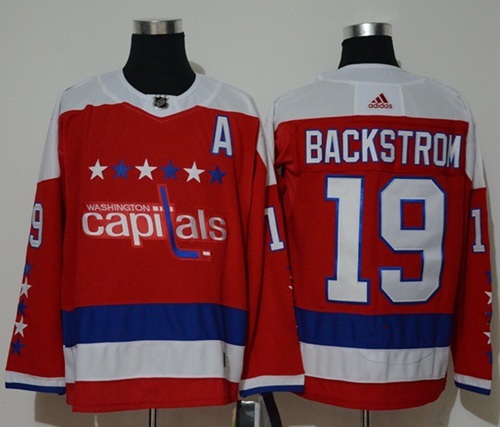 Men's Adidas Washington Capitals #19 Nicklas Backstrom Red Alternate Authentic Stitched NHL Jersey