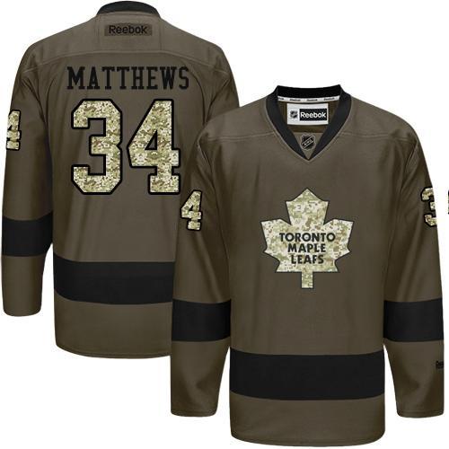 Toronto Maple Leafs #34 Auston Matthews Green Salute to Service Stitched NHL Jersey