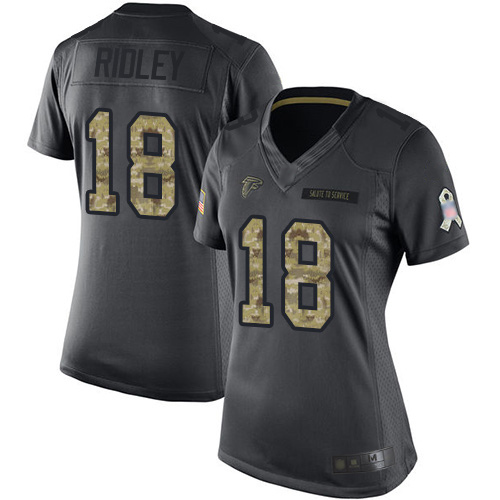 Women's Nike Atlanta Falcons #18 Calvin Ridley Black Stitched Football Limited 2016 Salute to Service Jersey