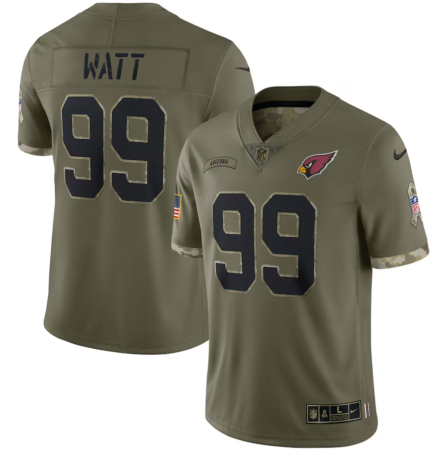 Men's Arizona Cardinals #99 J.J. Watt Nike Olive 2022 Salute To Service Limited Jersey