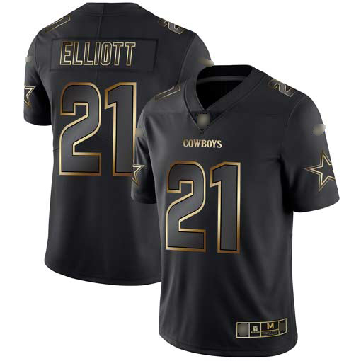Nike Dallas Cowboys #21 Ezekiel Elliott Black Gold Men's Stitched NFL Vapor Untouchable Limited Jersey