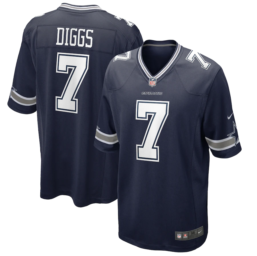 Men's Dallas Cowboys #7 Trevon Diggs Nike Navy Game Jersey
