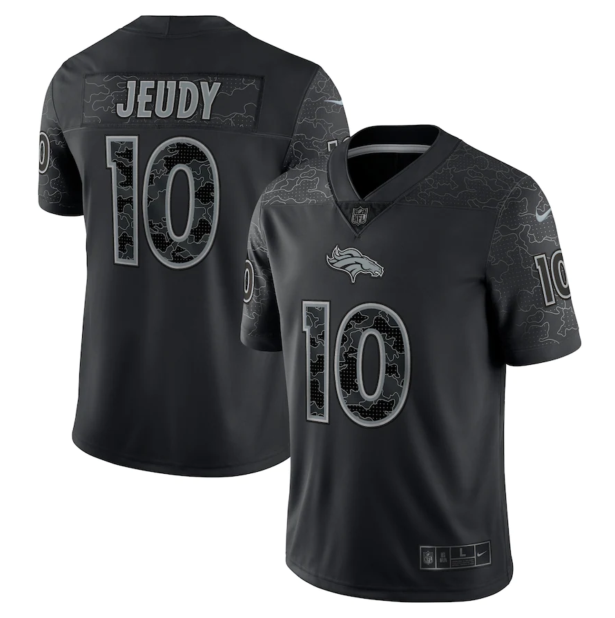 Men's Denver Broncos #10 Jerry Jeudy Nike Black RFLCTV Limited Jersey