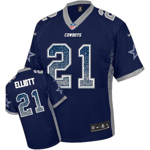 Nike Dallas Cowboys #21 Ezekiel Elliott Navy Blue Team Color Men's Stitched NFL Elite Drift Fashion Jersey