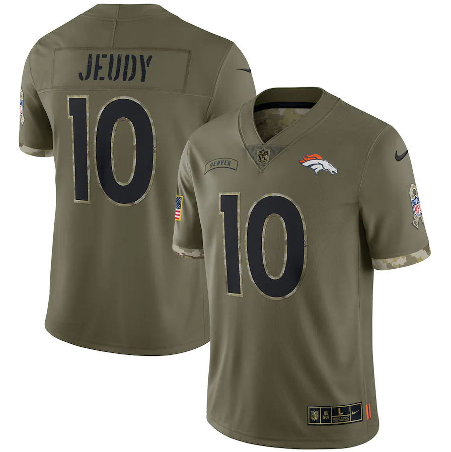 Men's Denver Broncos #10 Nike Olive 2022 Salute To Service Limited Jersey