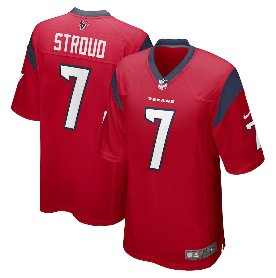 Men's Houston Texans #7 CJ Stroud Nike Red 2023 NFL Draft First Round Pick Alternate Game Jersey