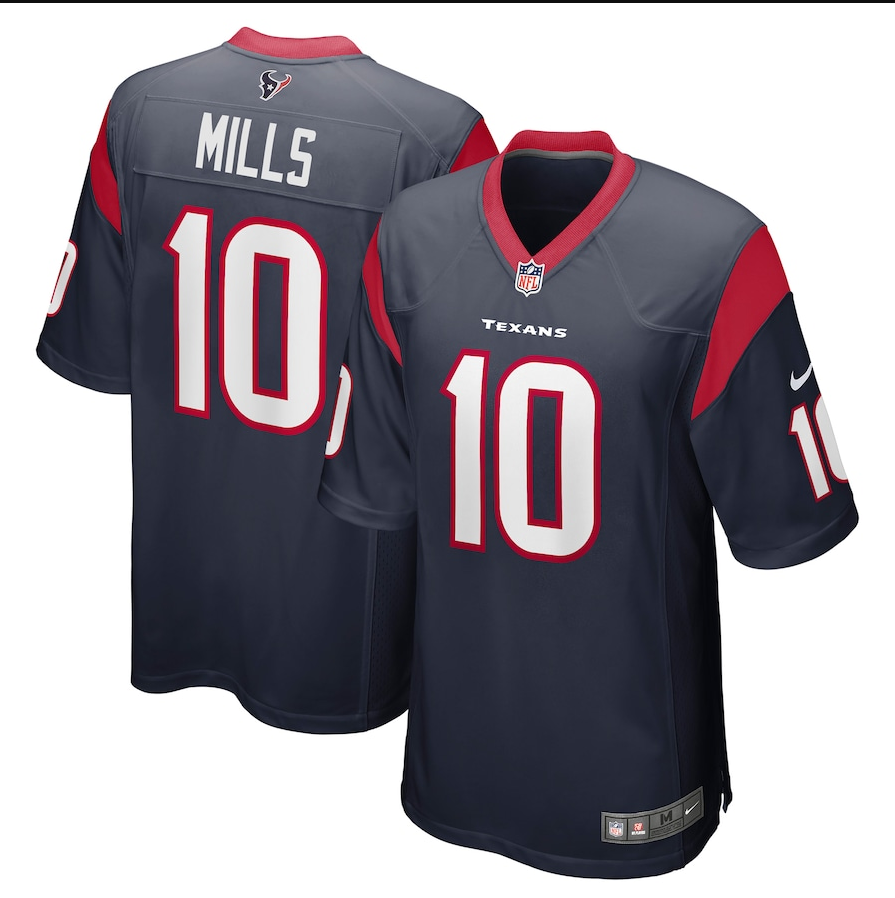 Men's Houston Texans #10 Davis Mills Nike Navy Player Game Jersey