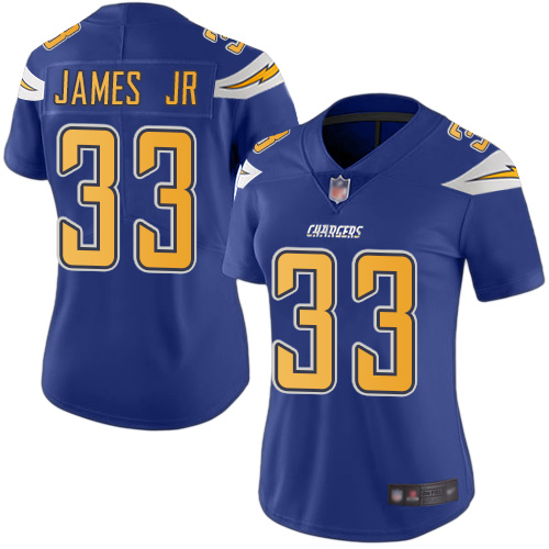 Women's Nike Los Angeles Chargers #33 Derwin James Jr Electric Blue Stitched NFL Limited Rush Jersey
