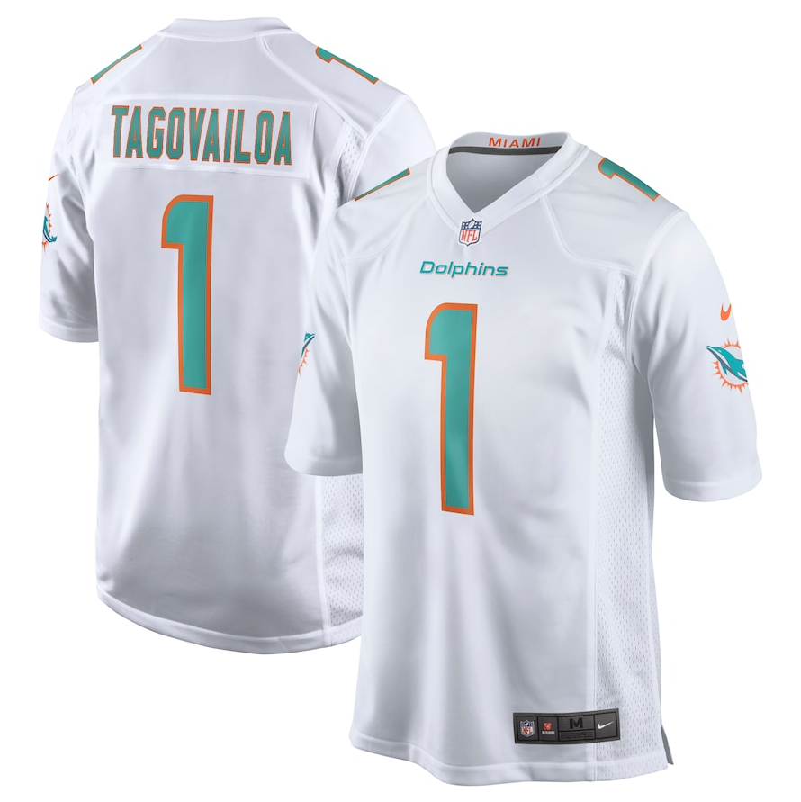 Men's Miami Dolphins #1 Tua Tagovailoa Nike White Game Jersey