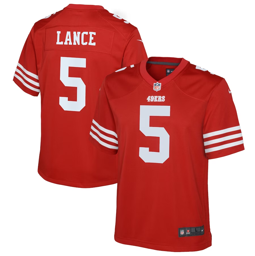 Youth San Francisco 49ers #5 Trey Lance Nike Scarlet Game Jersey