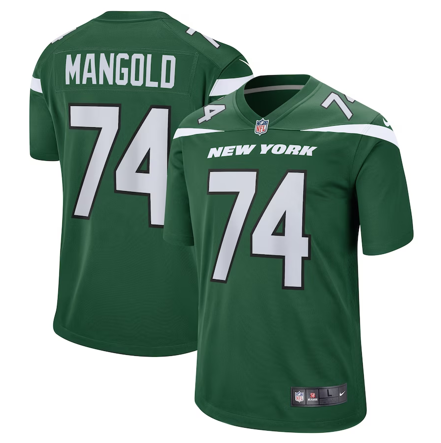Men's New York Jets #74 Nick Mangold Nike Gotham Green Retired Player Jersey