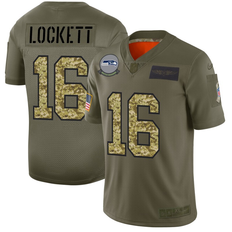 Nike Seattle Seahawks #16 Tyler Lockett Camo Men's Stitched Football Limited 2019 Salute To Service Jersey
