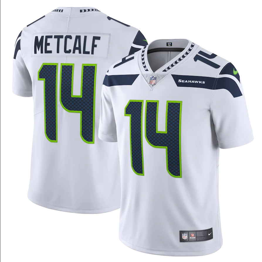Men's Seattle Seahawks #14 DK Metcalf Nike White Vapor Limited Jersey