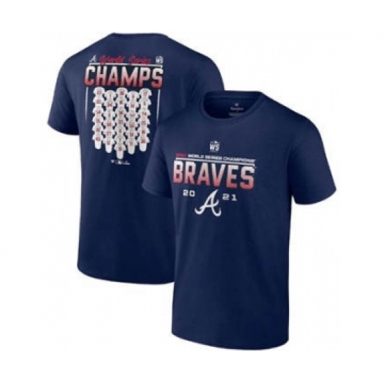 Men's Atlanta Braves 2021 Navy World Series Champions Jersey Roster T-Shirt