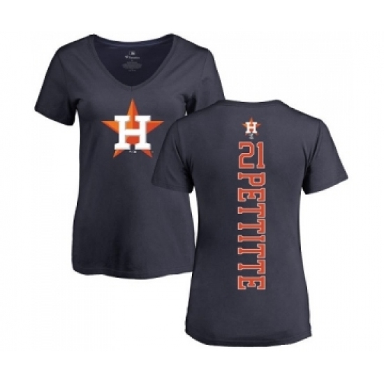 MLB Women's Nike Houston Astros #21 Andy Pettitte Navy Blue Backer T-Shirt